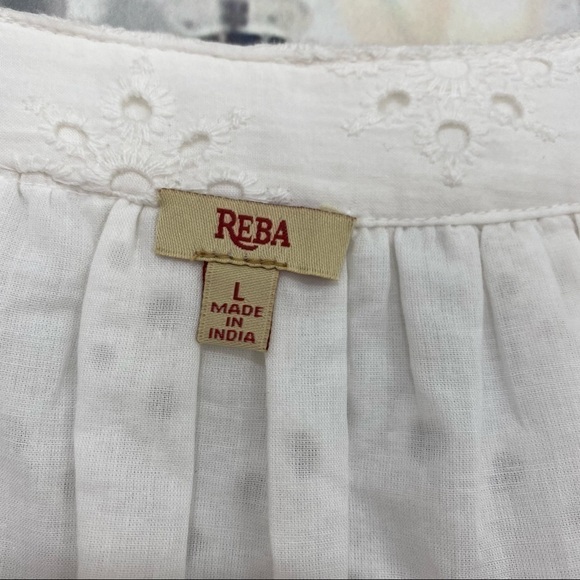 Reba Large Embroidered Dress Pullover Fringe Eyelet Solid White Sleeveless Midi - Picture 8 of 14